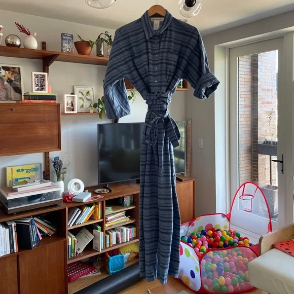 Mara Hoffman Blue Striped Organic Linen Jumpsuit - Picture 3 of 6